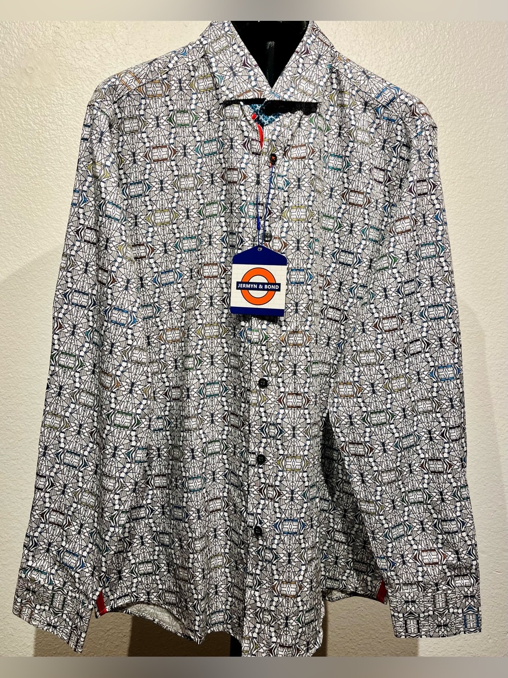 Jermyn & Bond Geometric Print Button-Down Shirt - Modern Fit - Size L (Men’s)
